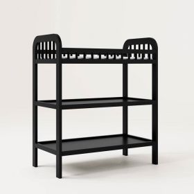 Baby Changing Table in Black Wood Finish with Safety Rail and Changing Pad