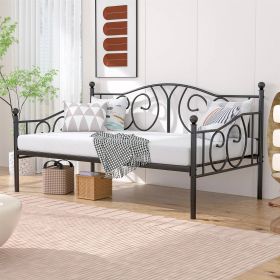 Twin size Victorian Black Metal Daybed Frame - 350 lbs. Weight Capacity