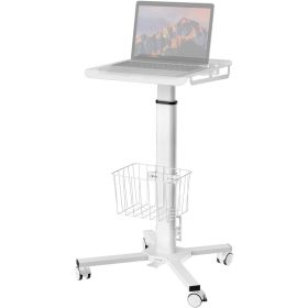 Hospital Style White Mobile Stand-Up Computer Desk Portable Workstation