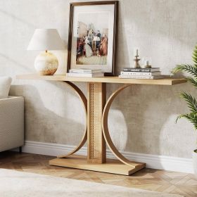 55-inch Narrow Multipurpose Entryway Console Sofa Table in Light Wood Finish