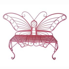 Modern Outdoor Butterfly Garden Bench in Pink Metal Finish