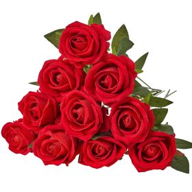 Artificial Flowers, 60 pcs Real Looking Red Foam Fake Roses Bulk, Faux Red Bridal Shower with Stems for DIY Wedding Bouquets
