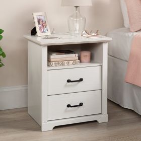 Harrington 2 Drawer Nightstand, White Wood Finish