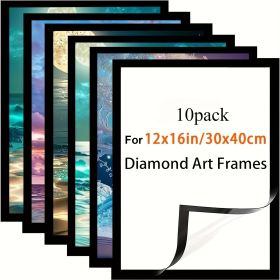10 pcs Diamond Magnetic Picture Frames - Self-Adhesive PVC Vertical Hanging Frames with Magnetic Corners