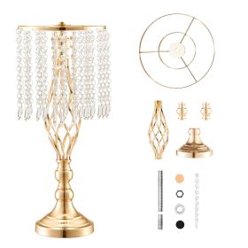 12PCS 49cm/19.3' Tall Crystal Wedding Flower Stand, Metal Wedding Centerpiece Vase