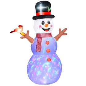 7.9 Inflatable Branch Hand Snowman w/ Rotating Colorful LED Light, Blow-Up Outdoor Display for Party (Option: White-220x120x350 mm)