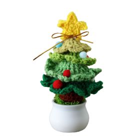 Knitted Mini Xmas Tree Simulation Crochet Xmas Tree Bonsai Ornament For Mall Store Home Decor Green (Option: Default)