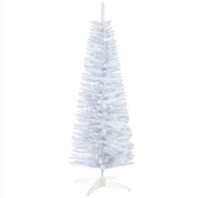 5 Decorated Christmas Tree Snow Flocked Artificial Christmas Tree with Pencil Shape, Realistic Branches, White (Option: White-950x180x210 mm)
