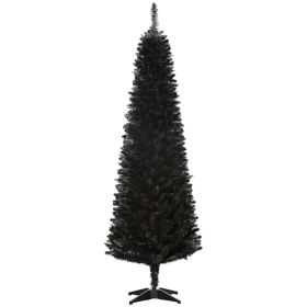 6 Artificial Pencil Christmas Tree, Slim Xmas Tree with 390 Realistic Branch Tips and Plastic Stand, Black (Option: Black-800x190x190 mm)