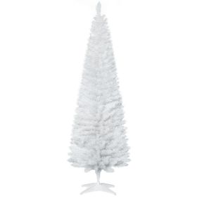 6 Artificial Pencil Christmas Tree, Slim Xmas Tree with 390 Realistic Branch Tips and Plastic Stand, White (Option: White-800x190x190 mm)