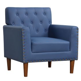 Mid Century Modern Accent Chair with Button Tufted Decoration and Rivets (Color: Blue)