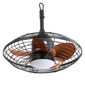 20 Inch Downrod Mount Ceiling Fan LED 18W 3CCT 5 ABS Blades DC Motor With Hanging And Hook For Outside Patios Pergola (Option: Black)
